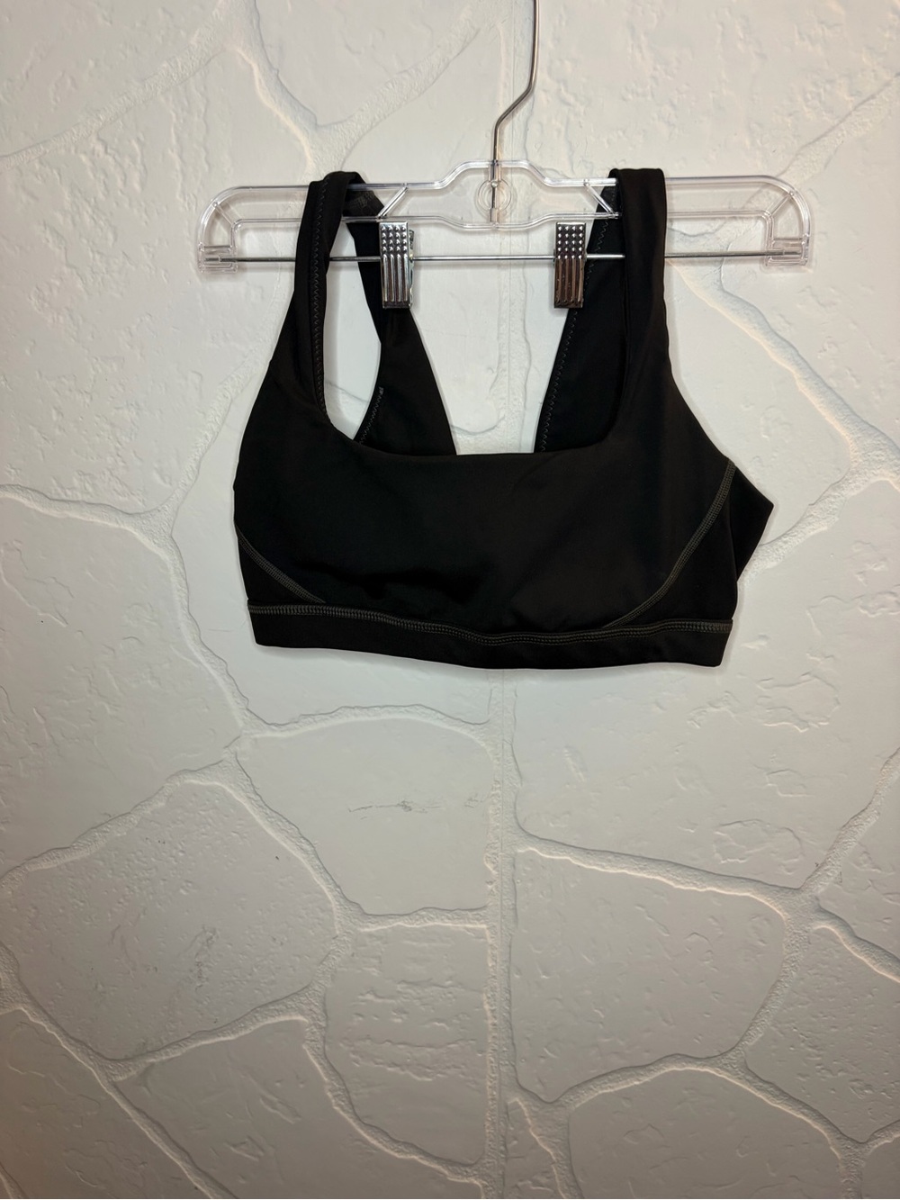Aerie Goals Square Neck Sports Bra Black Longline Athleisure Size M